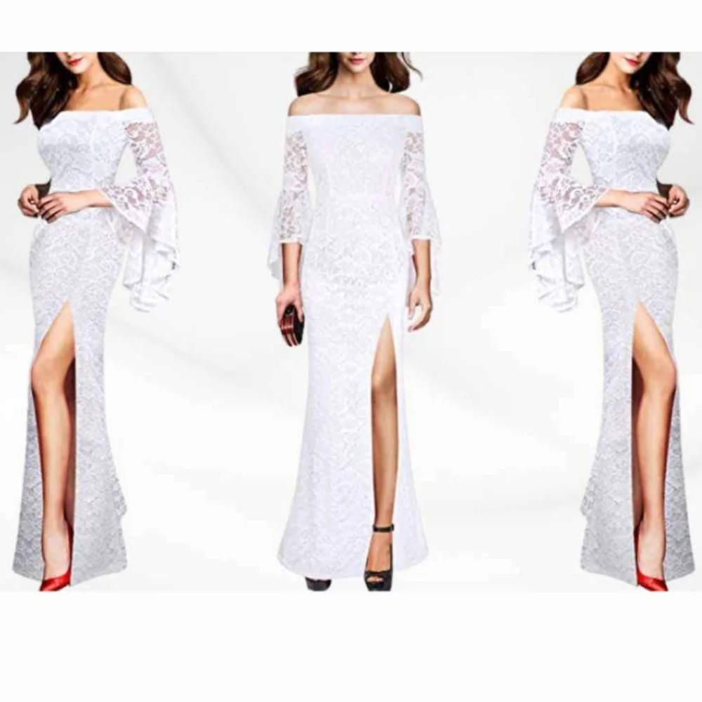 NWT Vfshow Dress Off the Shoulder Evening Gown Lace XL Extra Large White Formal